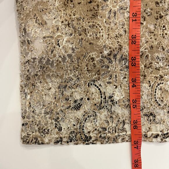 Magaschoni Snakeskin Print Knit Sweater Dress Small Silk Cashmere Sheath Beige - Picture 15 of 15